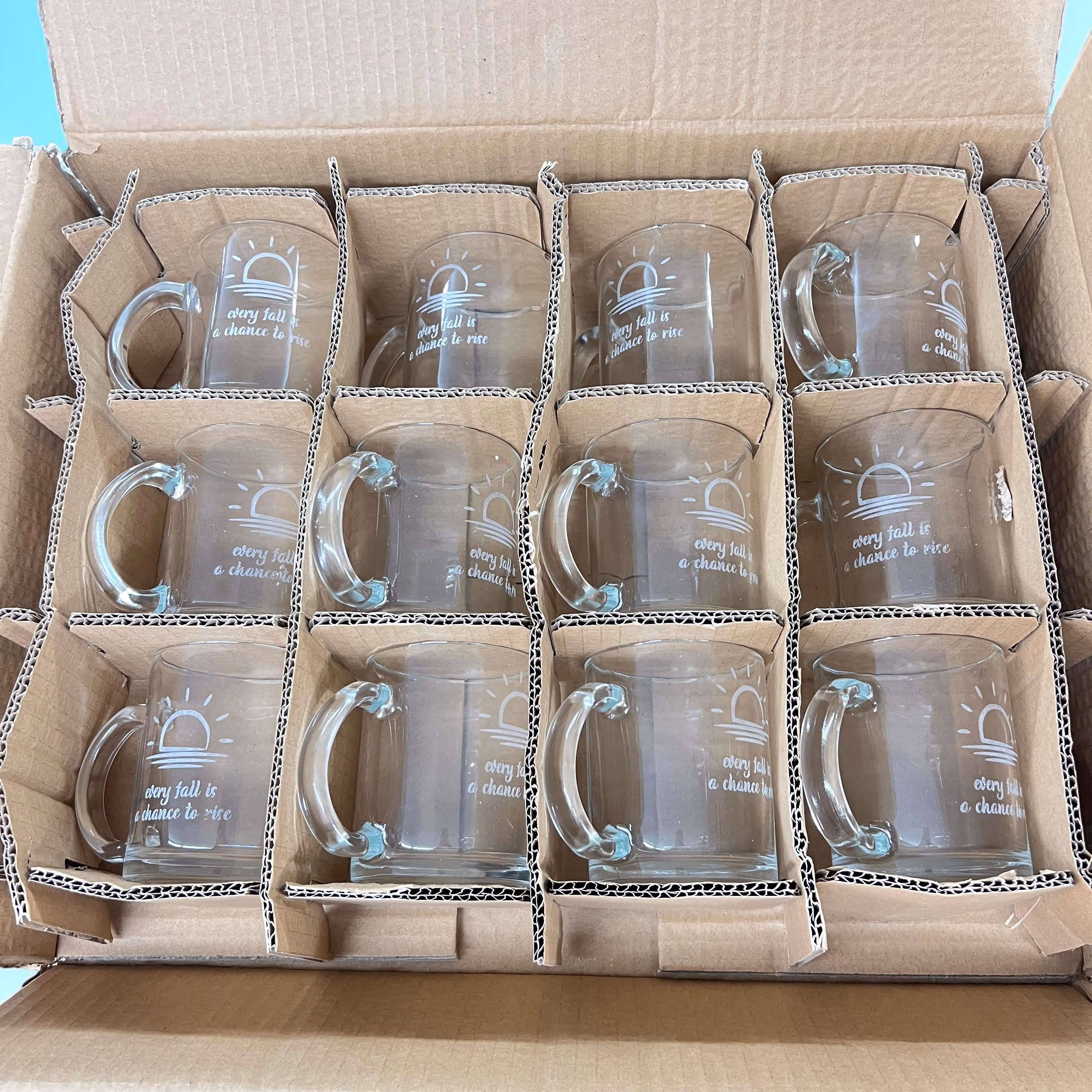Laser Engraved 12 Glass Mugs with Handles_Gift Miami Fort Lauderdale