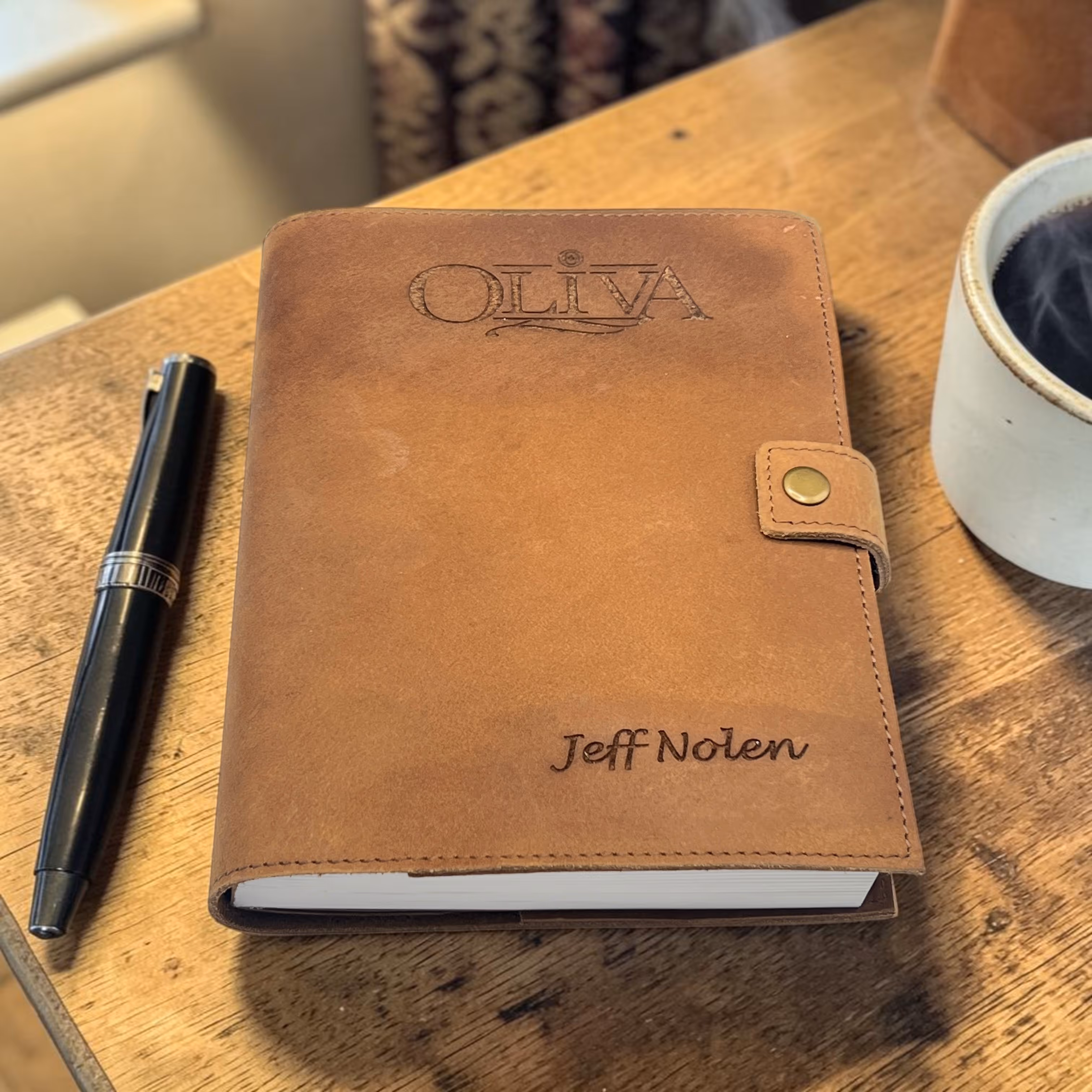 Laser Engraved Name in a Brown Leather Portfolio_Gift Miami Fort Lauderdale