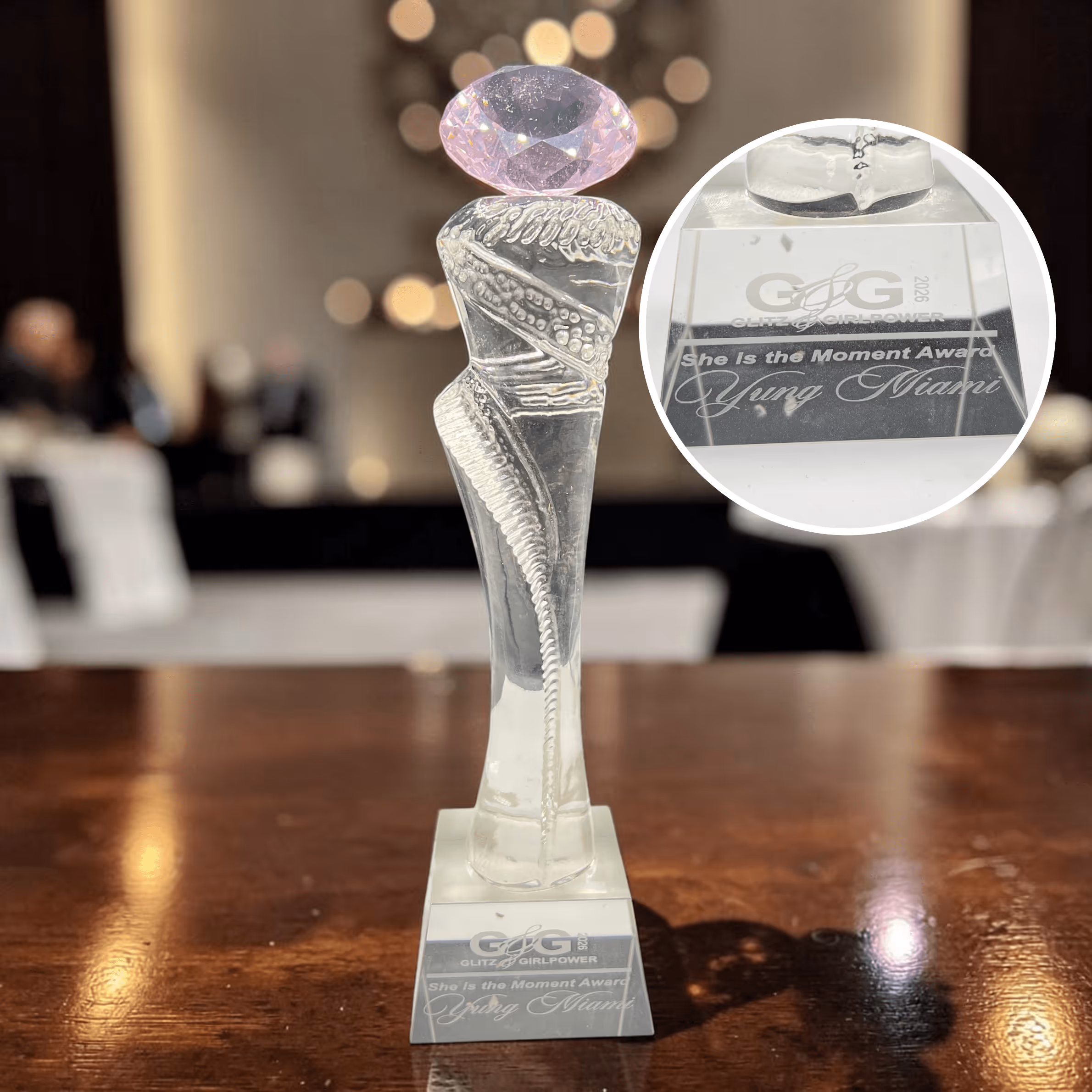 Laser Engraved Glass Trophy Miami Fort Lauderdale