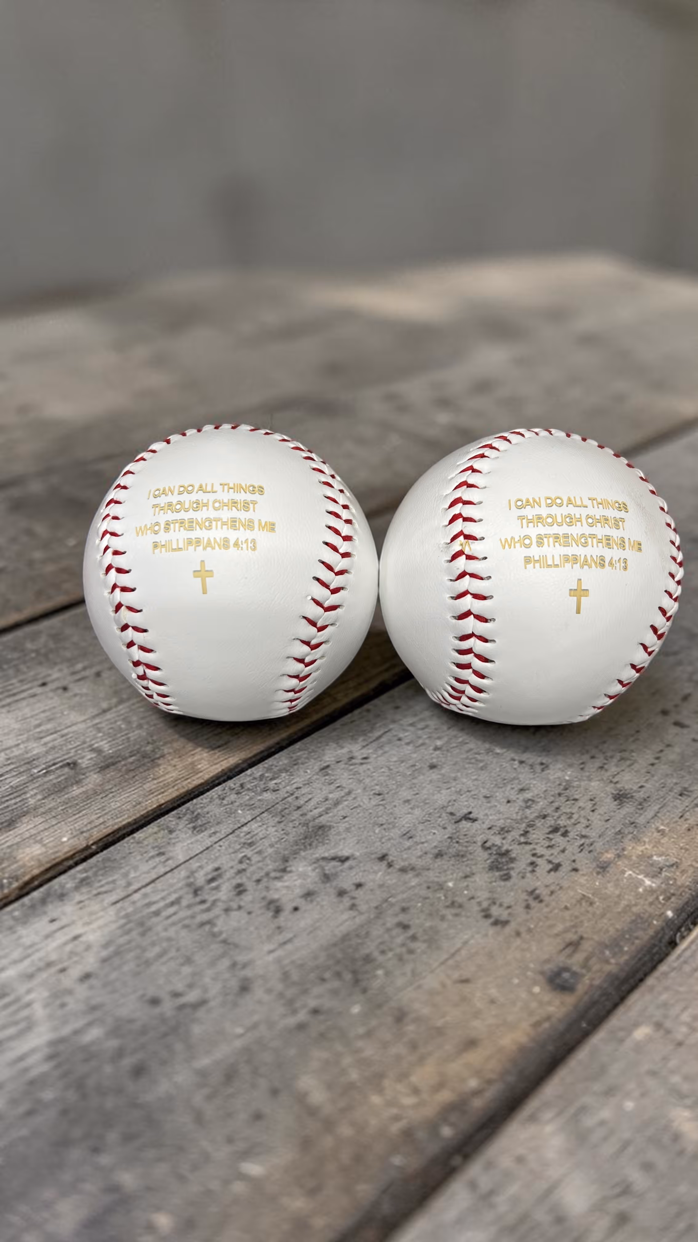 Laser Engraved Pair of White Baseballs with Red Stitching_Gift Miami Fort Lauderdale