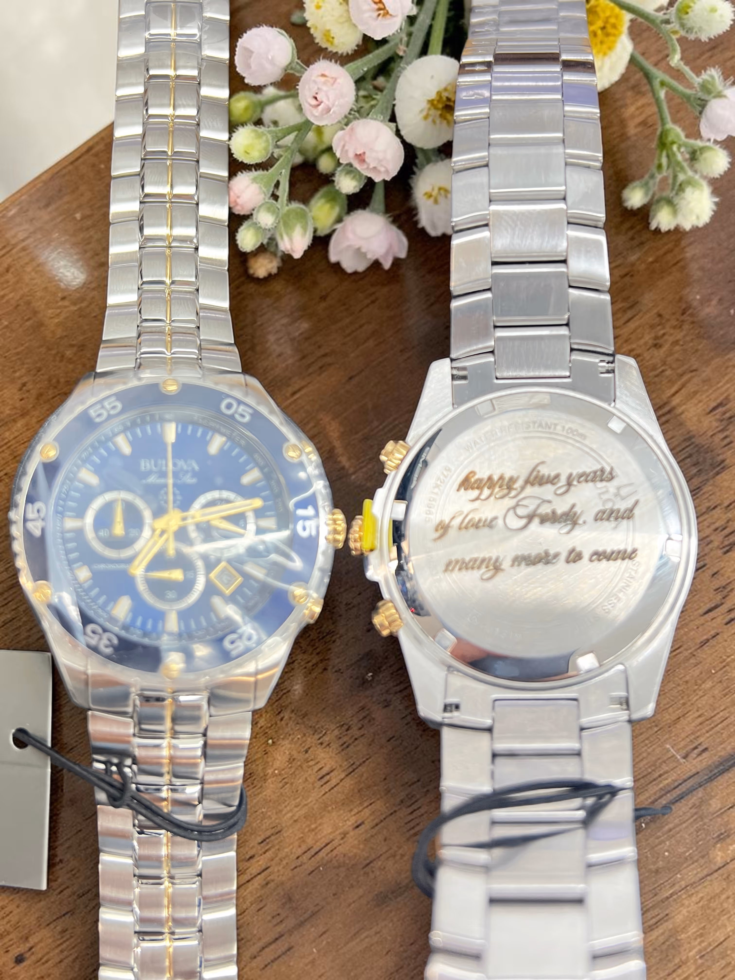 Laser Engraved stainless Steel Watch with Message on back_gift Miami Fort Lauderdale