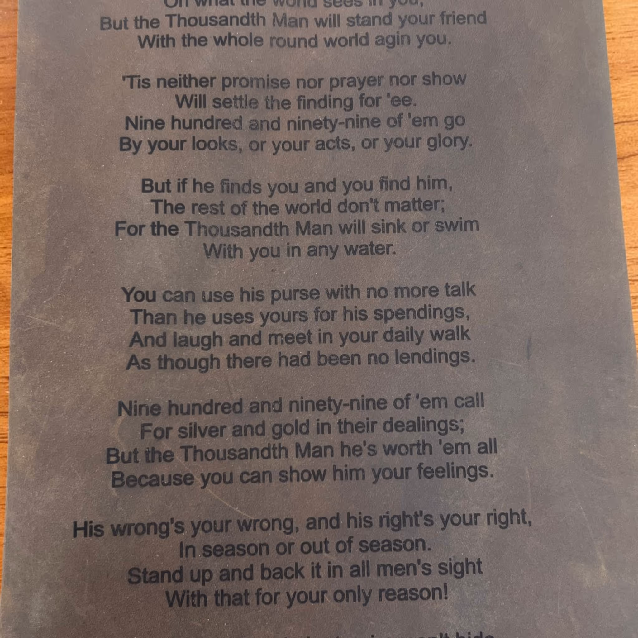Laser Engraved Poem in a Leather Miami Fort Lauderdale