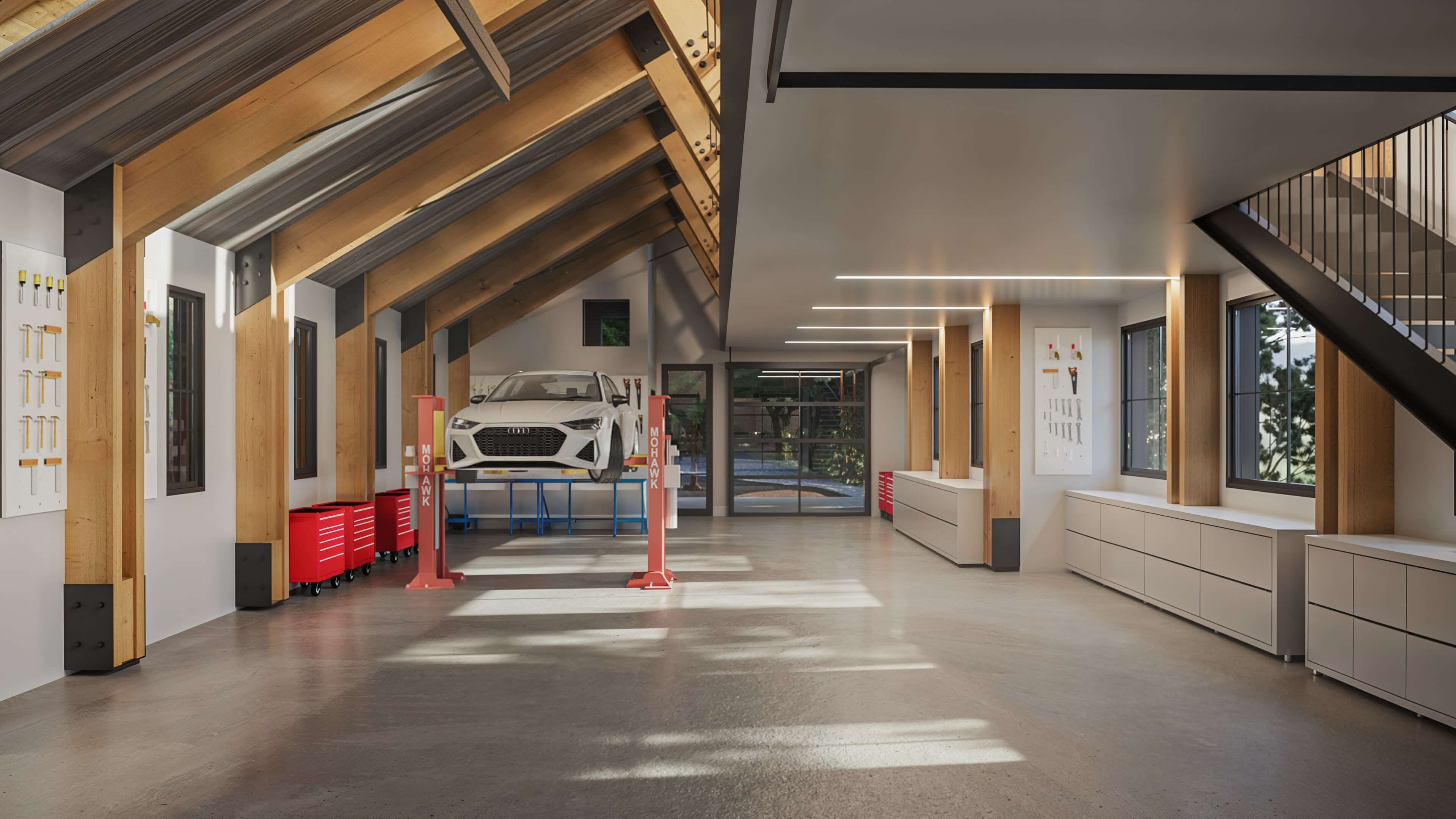 Interior of Davila car barn designed by Fuse Architects + Builders