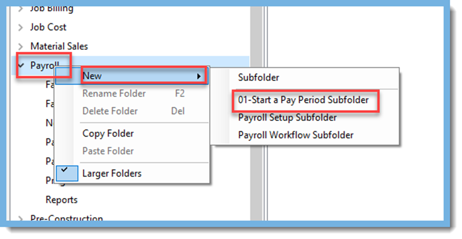 Adding the Subfolders created in Viewpoint Administration Menu Templates to the Payroll Module