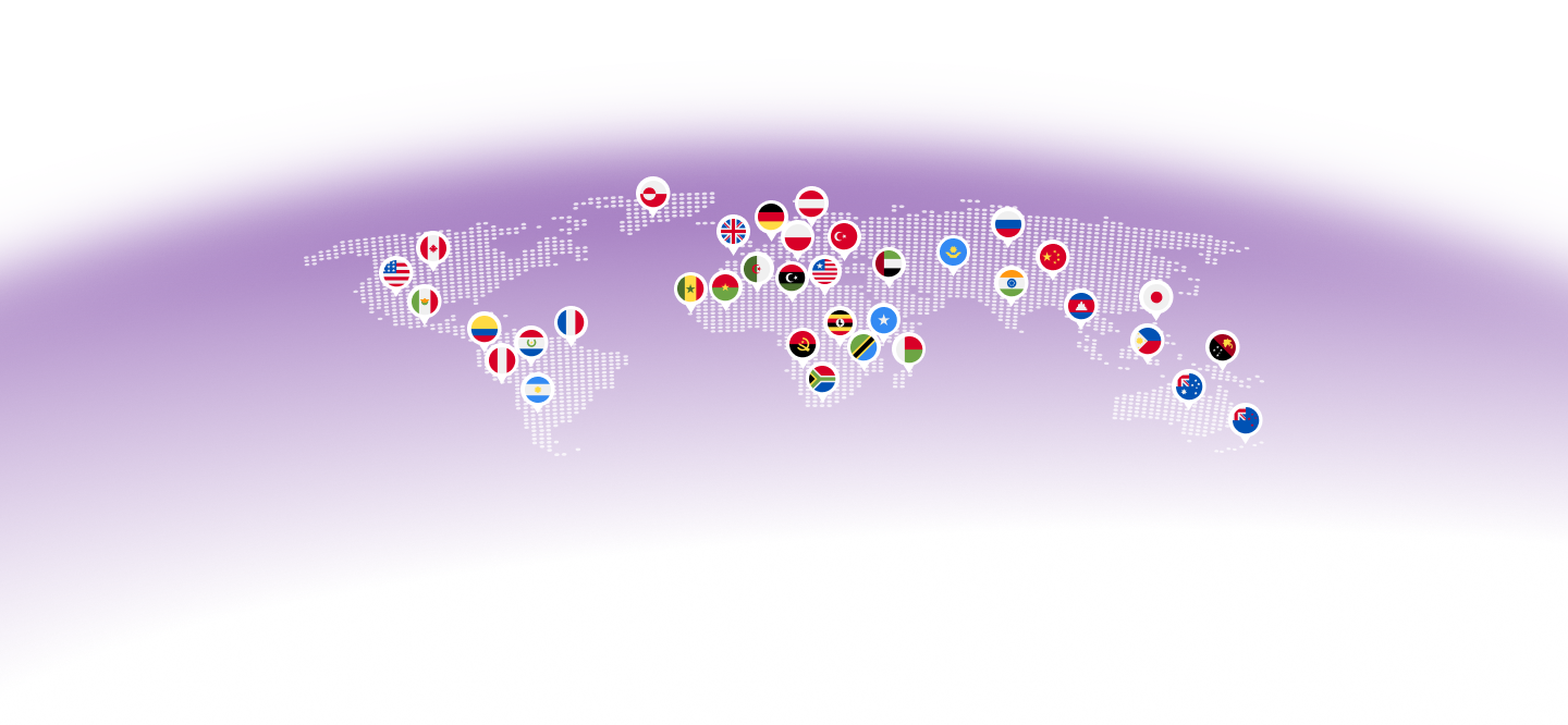 World map with flags of countries where illumine supports schools