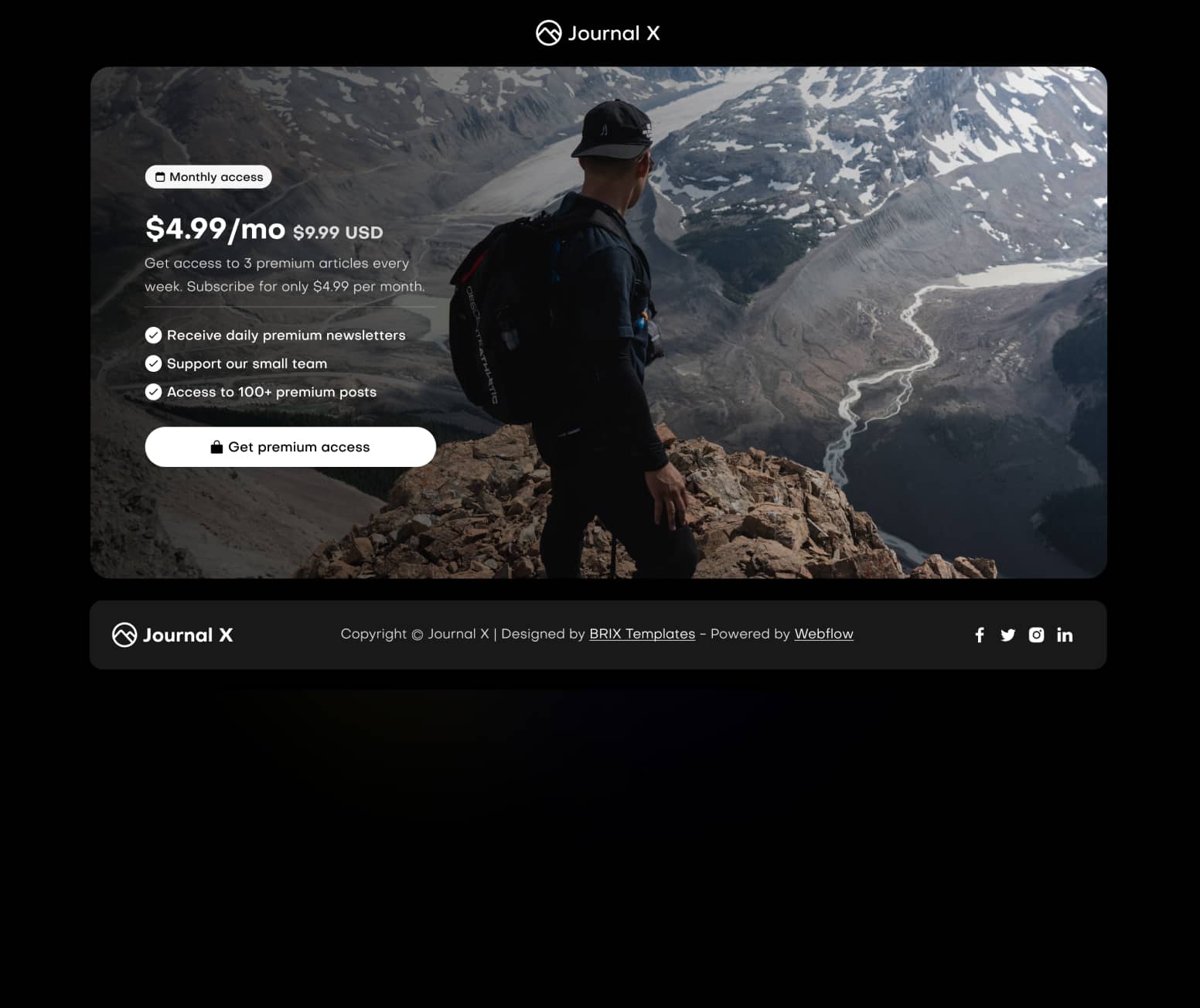Journal X - Subscribe Paid V1 Main Page - Blog Webflow Template