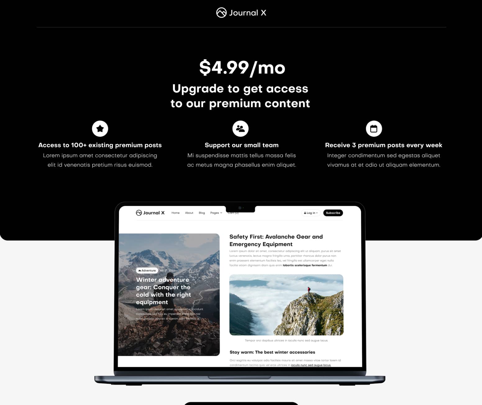 Journal X - Subscribe Paid V2 Main Page - Blog Webflow Template