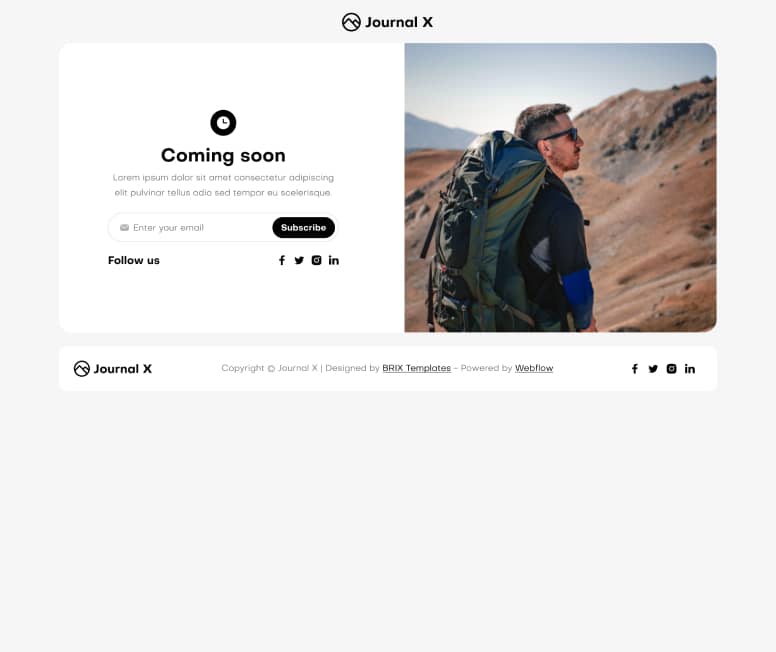 Journal X - Coming Soon Utility Page - Blog Webflow Template