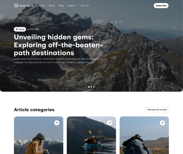 Journal X - Home V1 Page - Blog Webflow Template