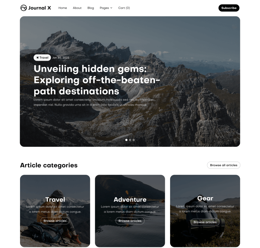 Journal X - Home V2 Main Page - Blog Webflow Template