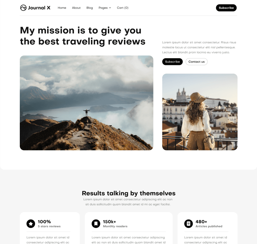 Journal X - About Main Page - Blog Webflow Template