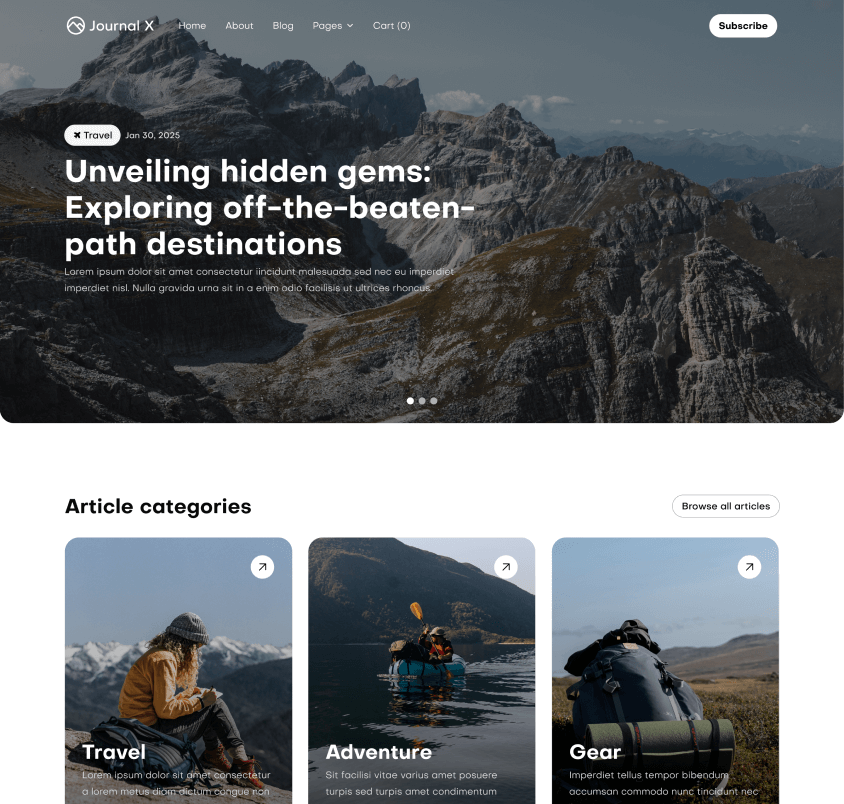 Journal X - Home V1 Main Page - Blog Webflow Template