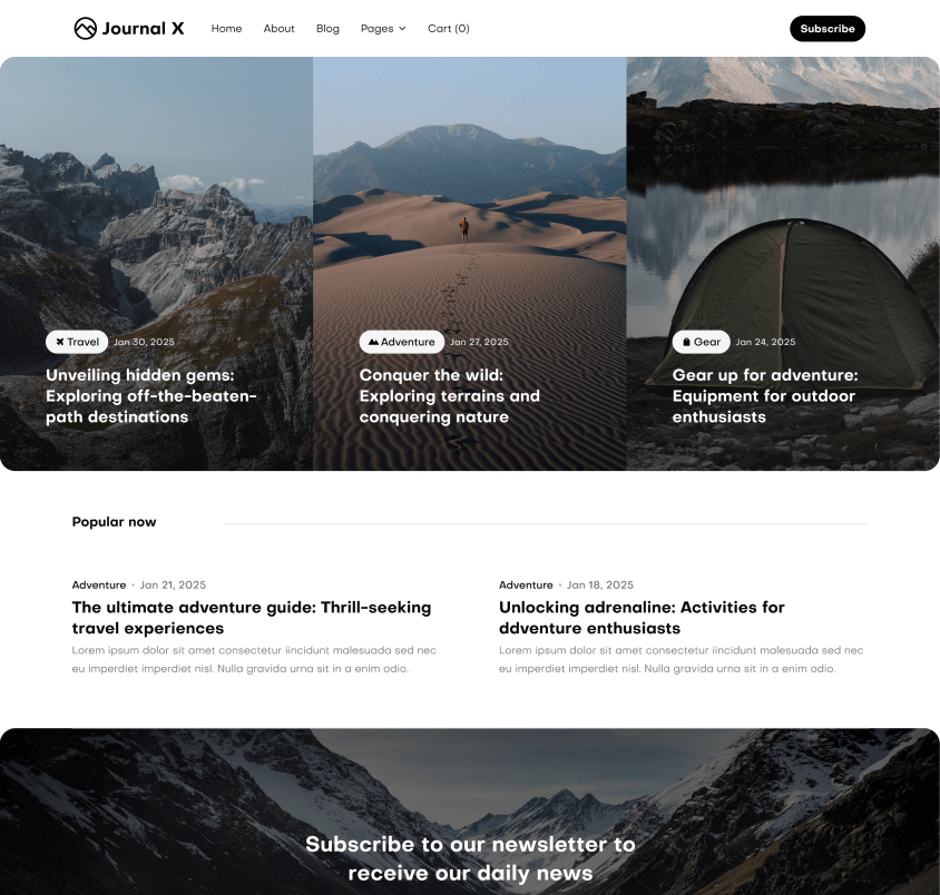 Journal X - Home V3 Main Page - Blog Webflow Template