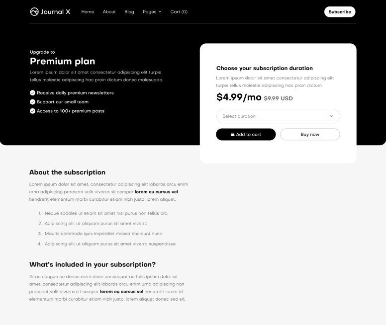 Journal X - Subscribe Single Page - Blog Webflow Template