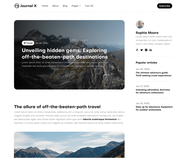 Journal X - Blog Post V3 Page - Blog Webflow Template