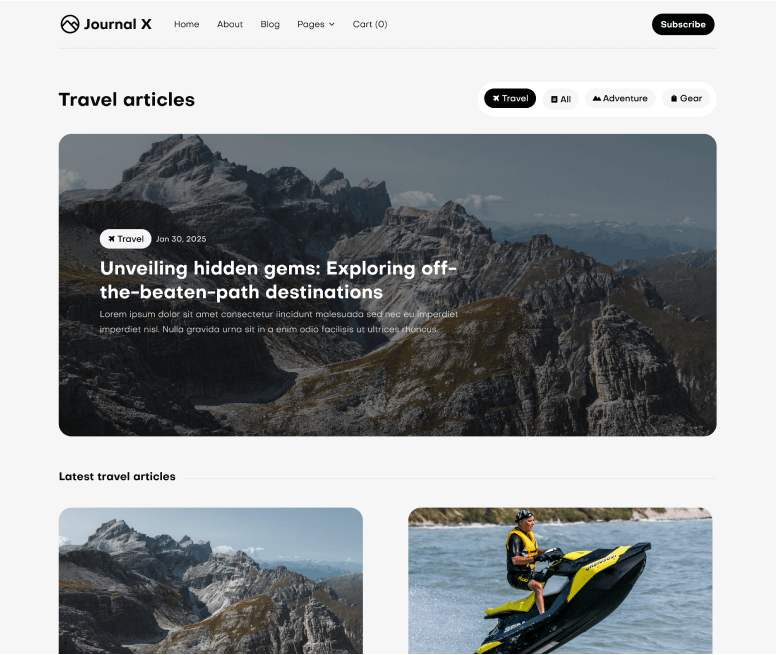 Journal X - Blog Category Page - Blog Webflow Template