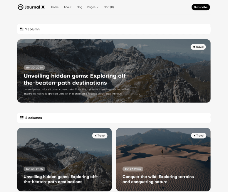 Journal X - All Articles V1 Page - Blog Webflow Template