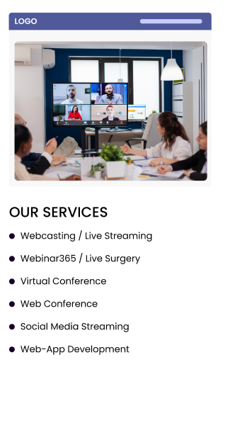 A web page for a web page with a picture of people sitting at a table.