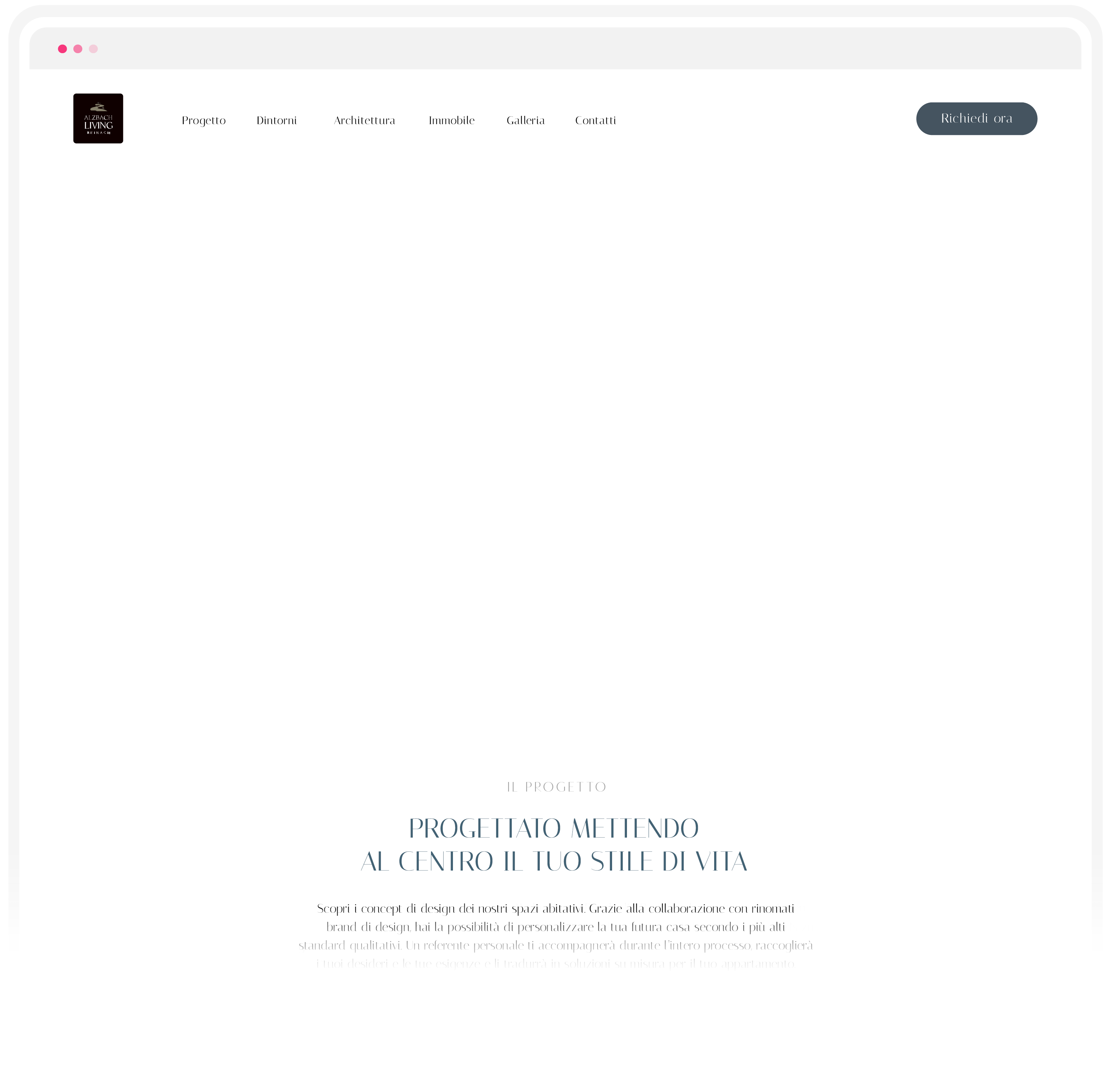 Webseite mit Menü und Text über die Gestaltung eines Lebensstils im Mittelpunkt des Designs.