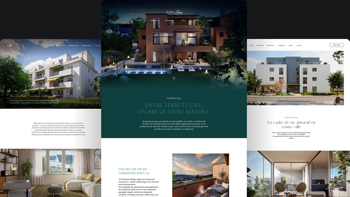 Esempi di progetti immobiliari con architettura e visualizzazioni degli interni