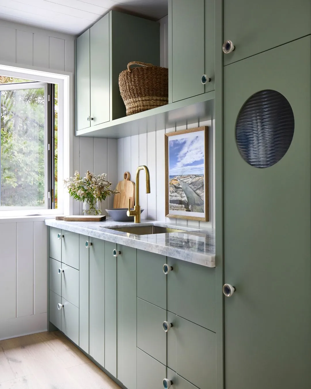 Dot door painted in Rosemary