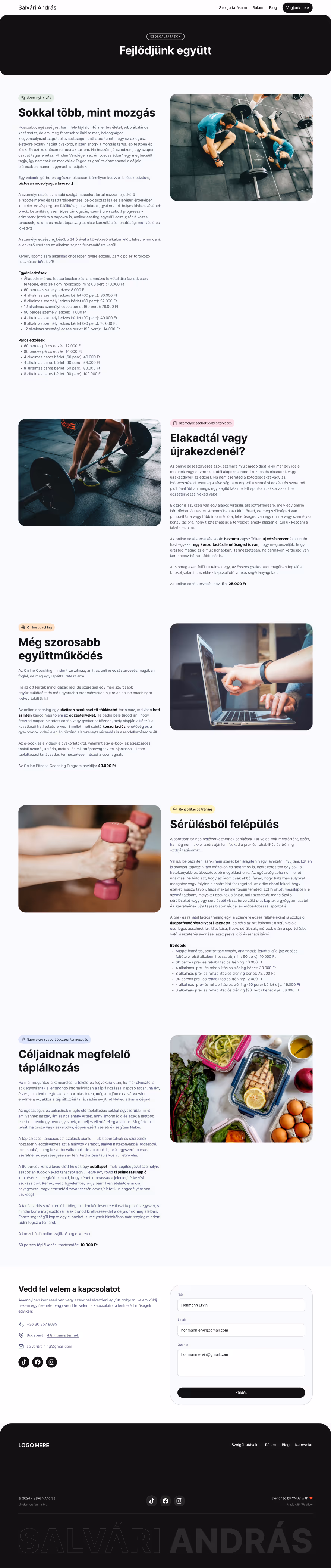 Final design of the services page
