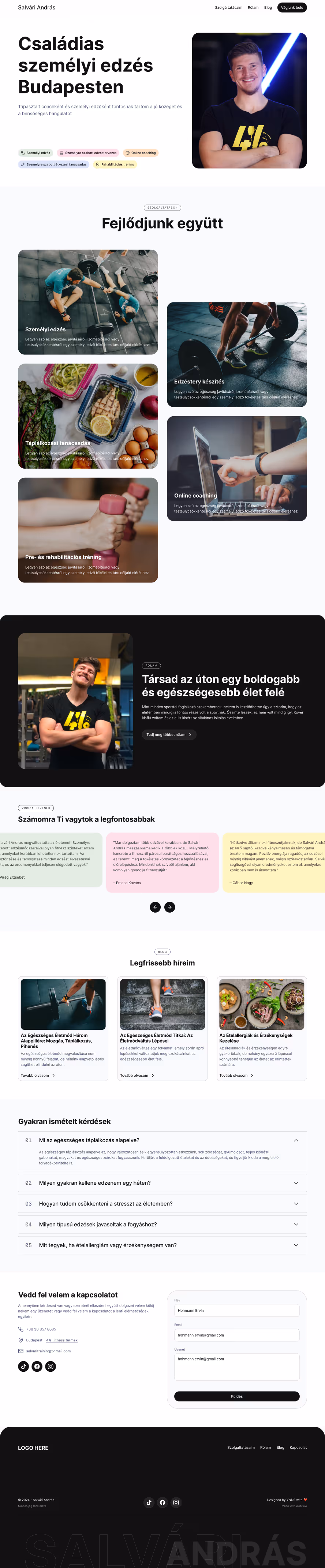 Final design of the homepage
