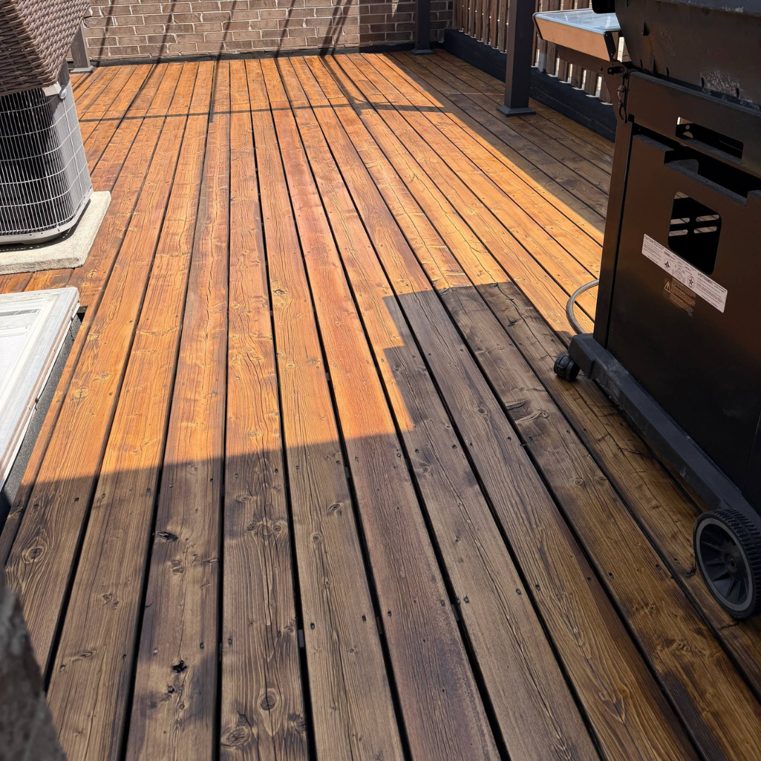 deck stained with semi-transparent stain