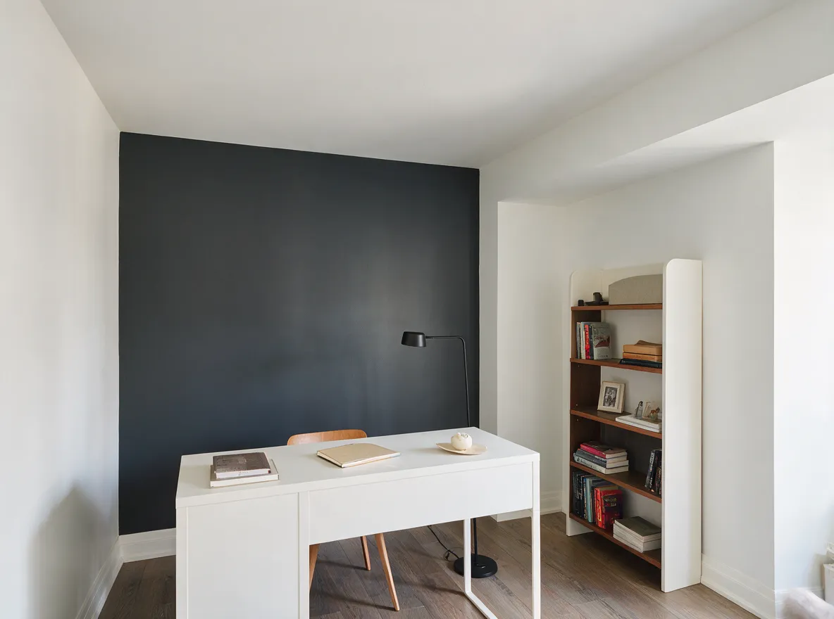 Home office with charcoal feature wall, interior painting Toronto & GTA