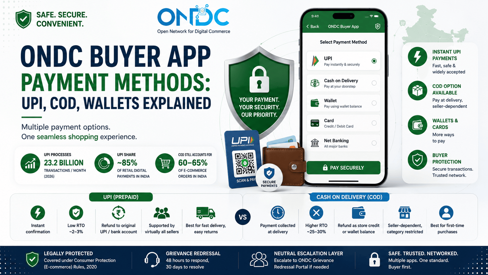 ONDC Buyer App Payment Methods: UPI, COD, Wallets Explained