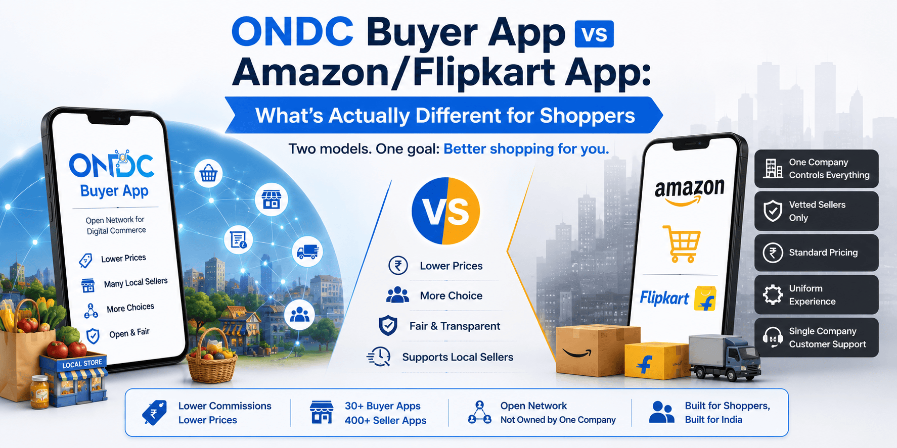ONDC Buyer App vs Amazon/Flipkart App: What's Actually Different for Shoppers