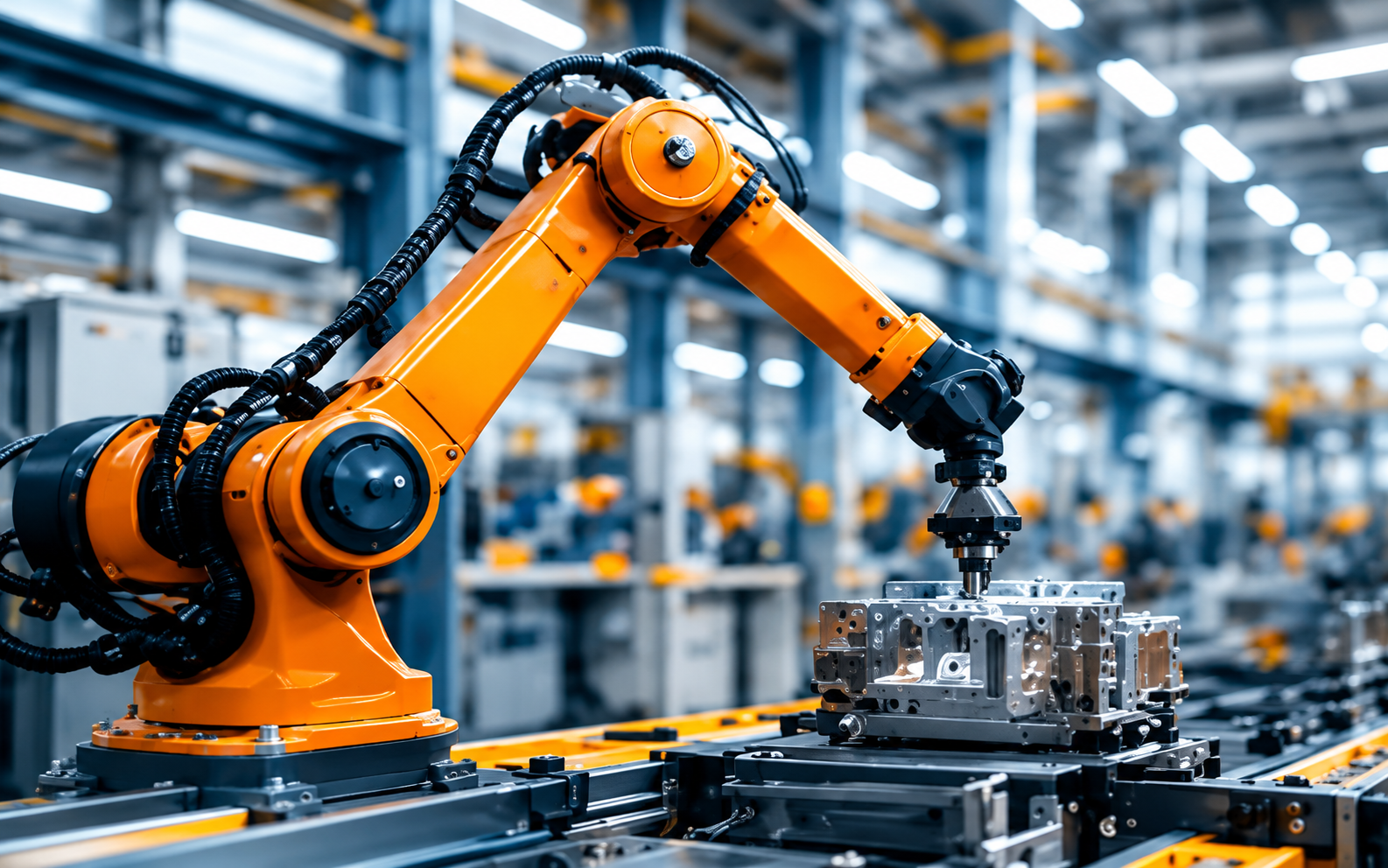 Engineer working with industrial automation equipment