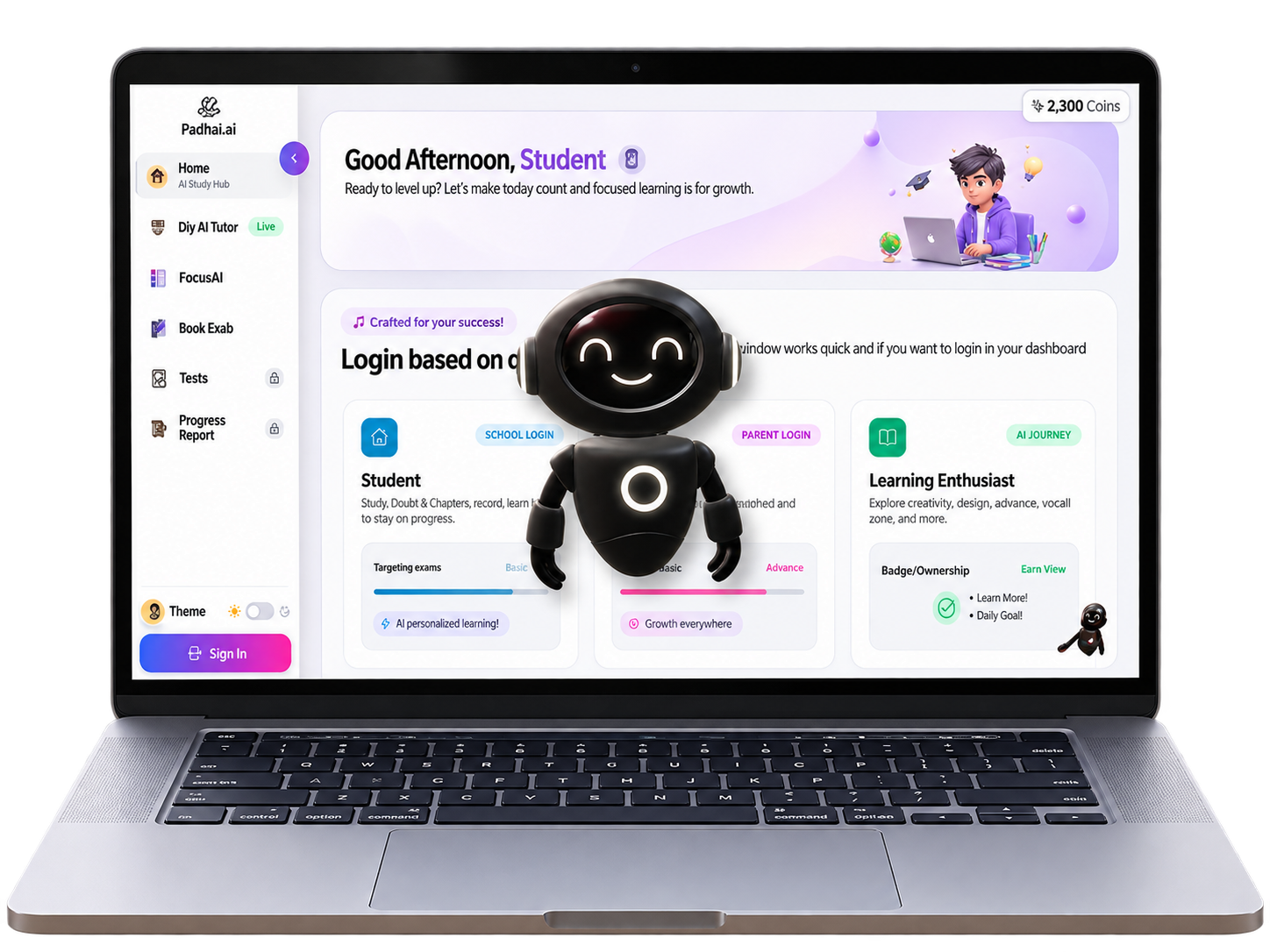 Padaku.ai AI learning platform dashboard on a laptop