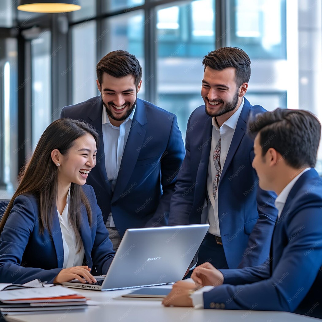 Business team collaborating in a modern office