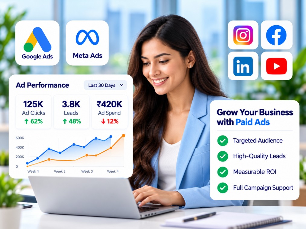 Marketing professional reviewing a paid advertising campaign performance dashboard