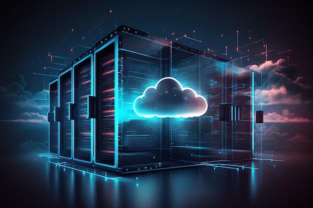 Physical server racks alongside cloud and virtual server infrastructure