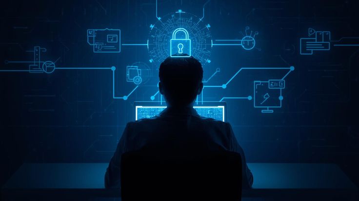 Laptop displaying a network security shield, representing confidence in business network protection