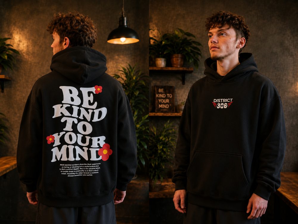 D306 × Turning Point ‘Be Kind To Your Mind’ Hoodie — front & back