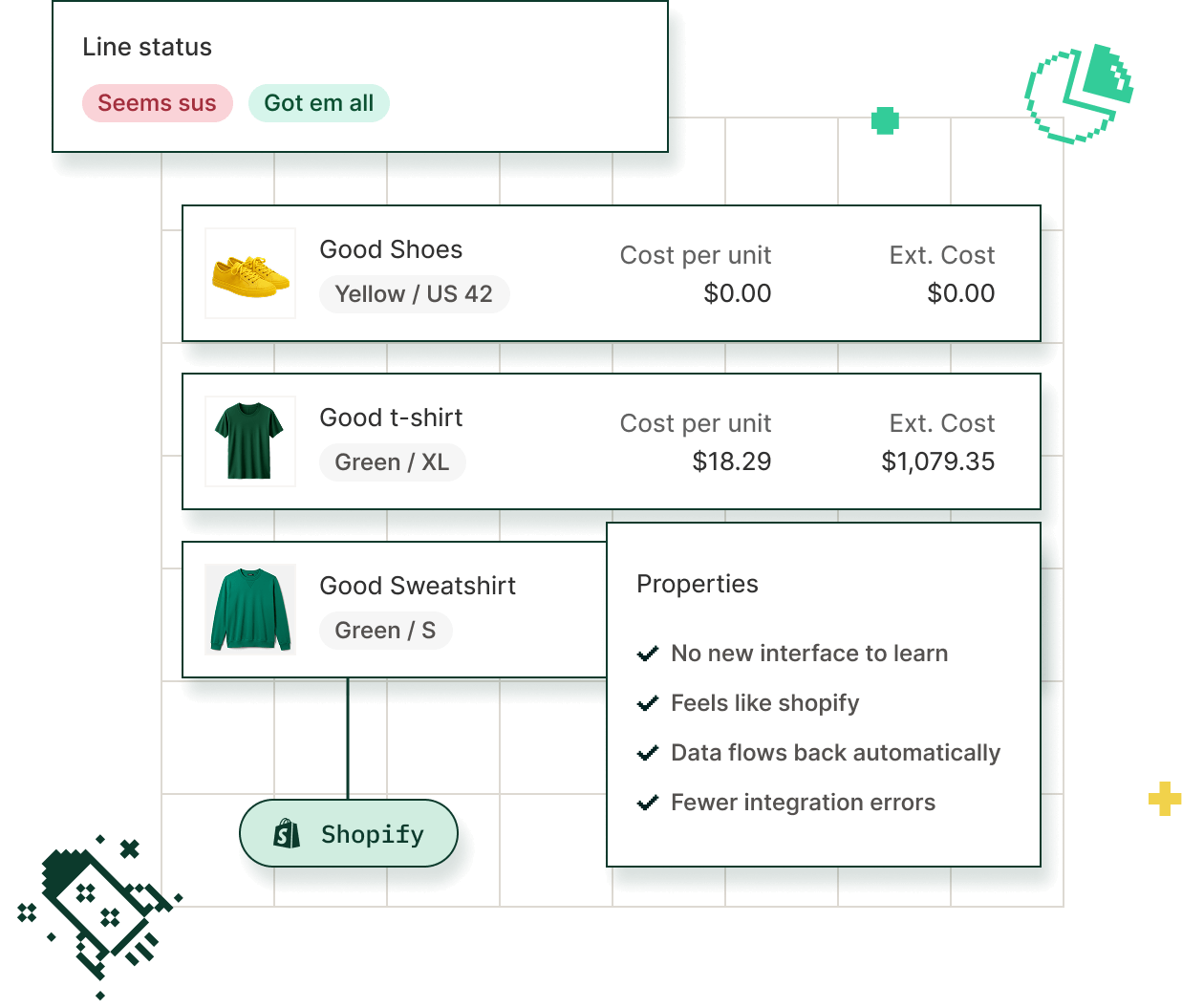 Photo collage illustration of Austin, TX’s Barton Springs pool on a bright, sunny day. Fun pixel images and dithered shapes are layered over, including a prickly pear cactus, an armadillo, and a flower. The background has a subtle grid, evoking a spreadsheet.