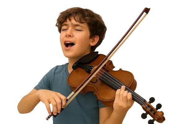 Young student learning violin at Cadenza Academy in North Vancouver