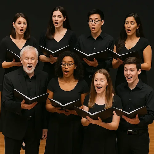 Choir practicing and rehearsing for performance in Music Academy (1)