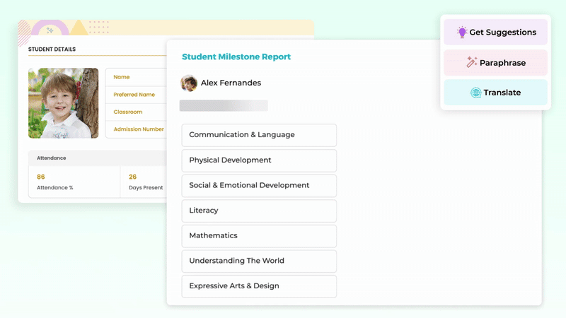 student milestone report on the illumine app