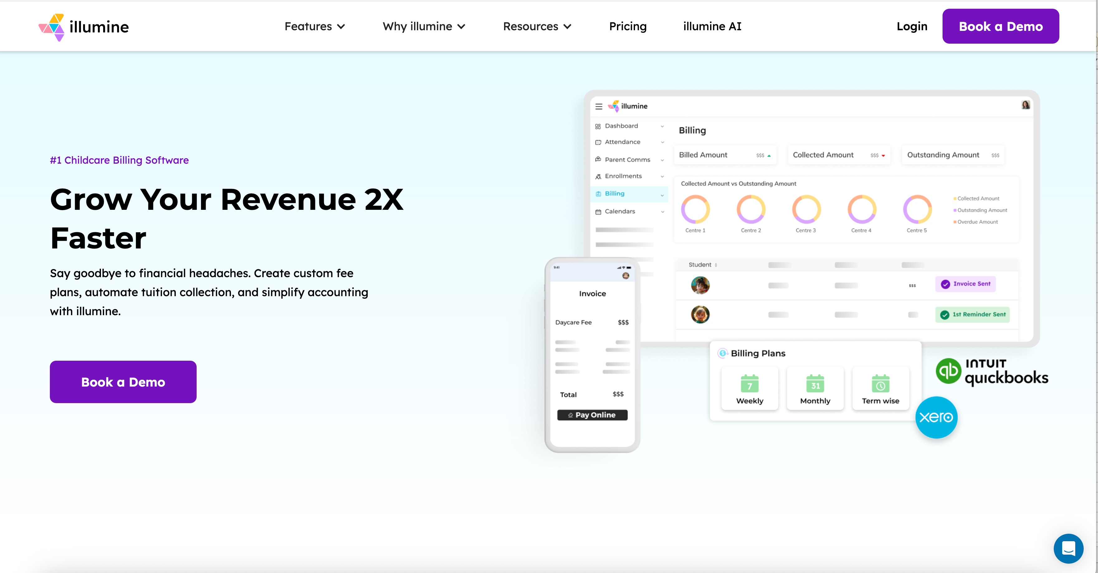 illumine: feature page for billing and invoicing tools 