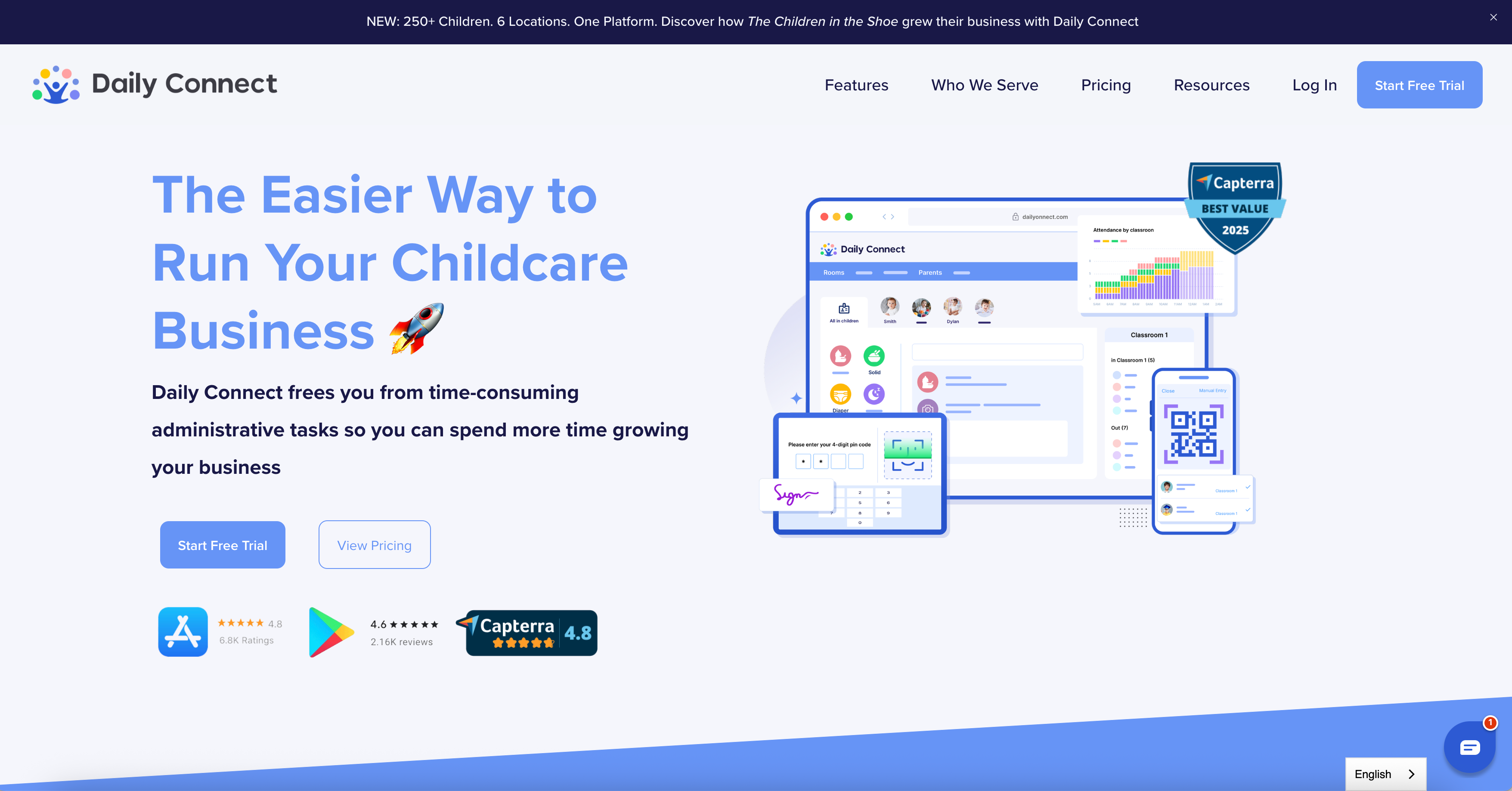 DailyConnect: website home page
