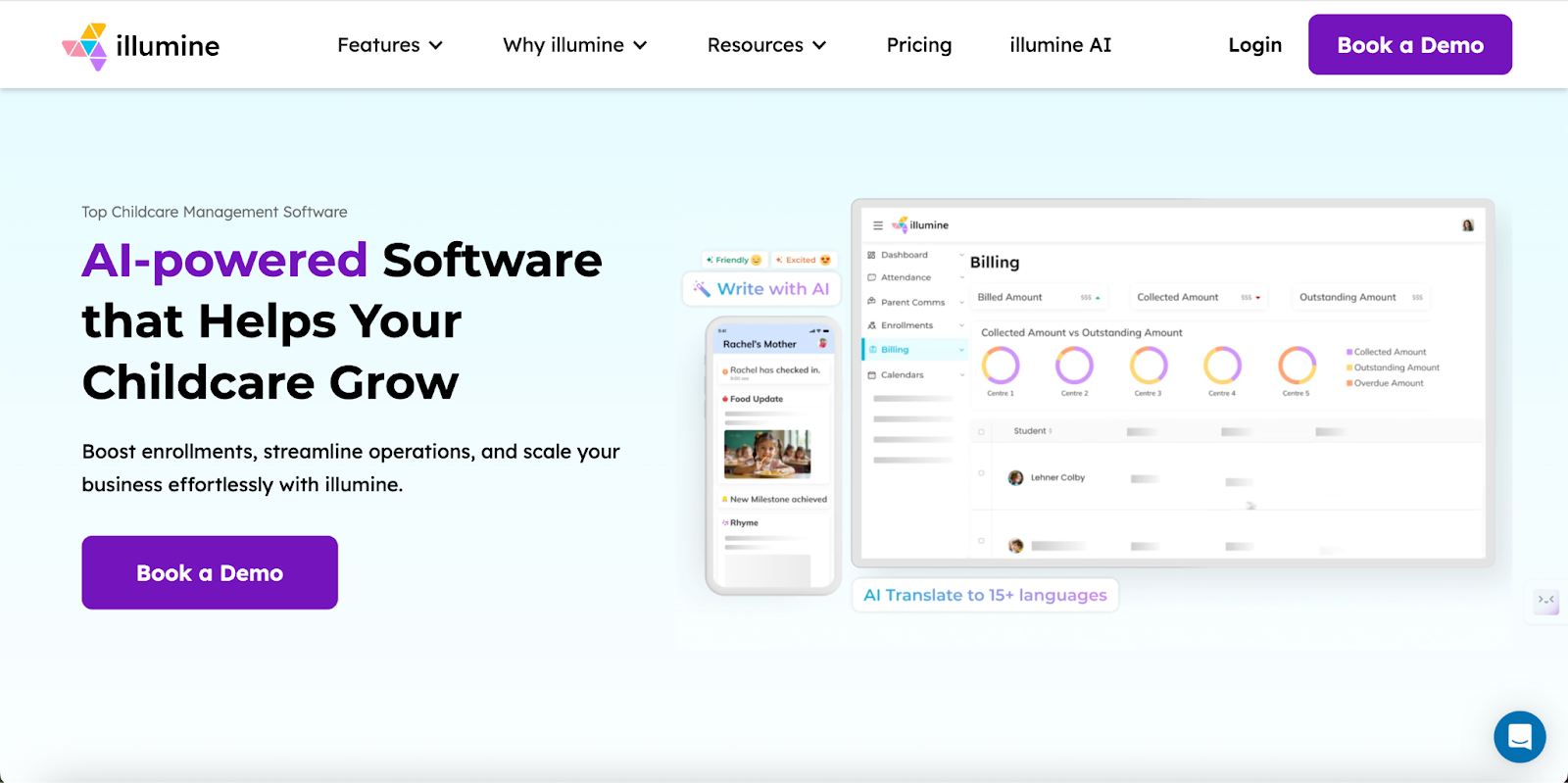 Homepage of illumine—the best AI assessment tool in early childhood education