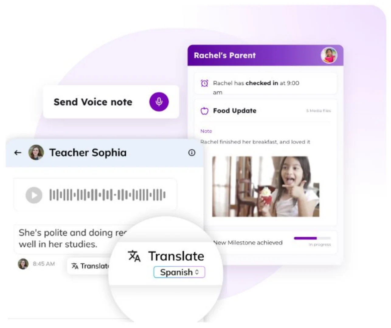 illumine parent communication with voice notes and instant message translation