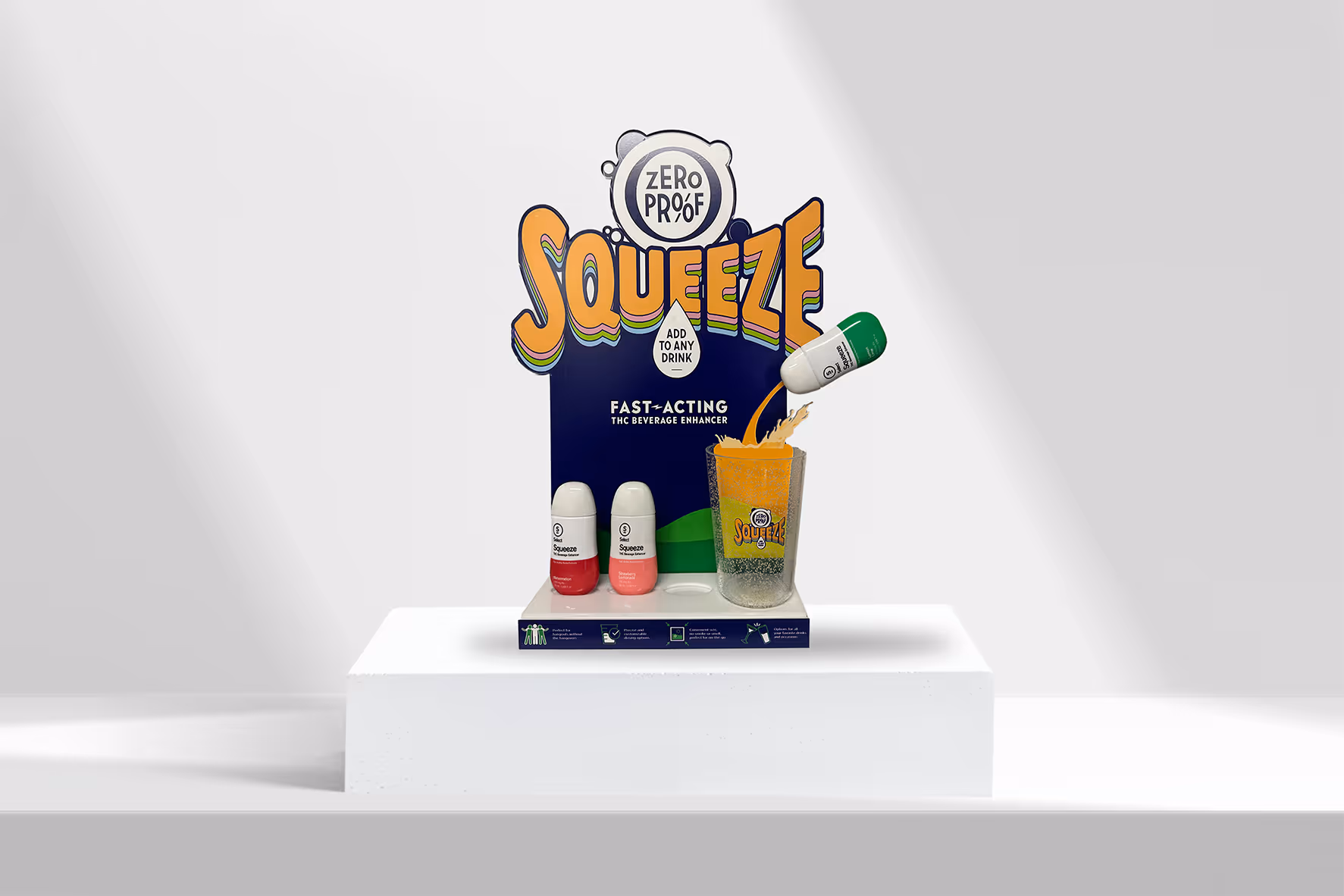 Squeeze custom retail display on a white background.