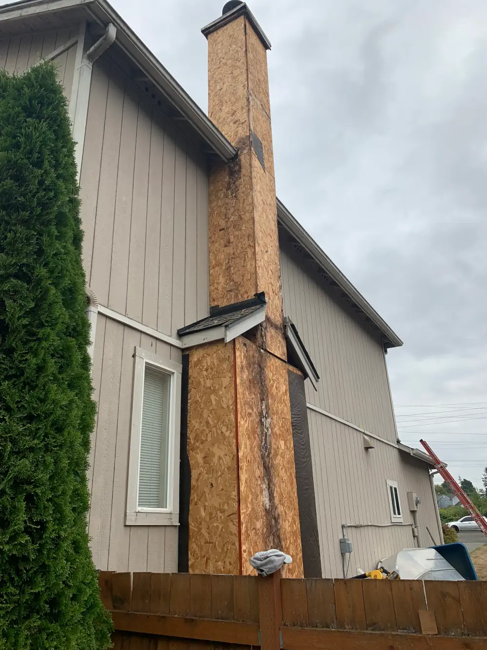 chimney wood repair before image