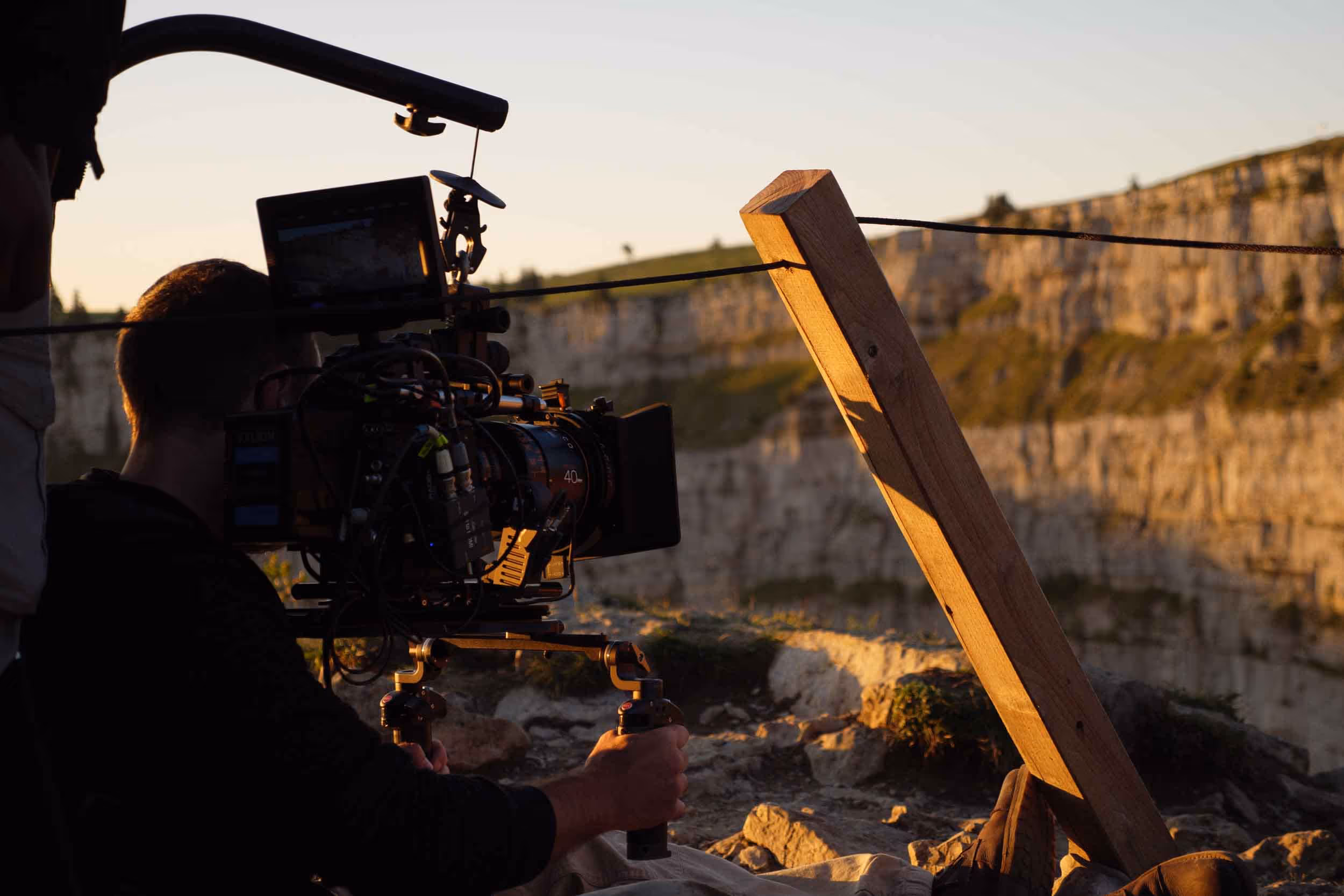 Filming at the Creux-du-van.