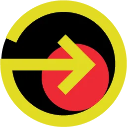 A circular symbol with 